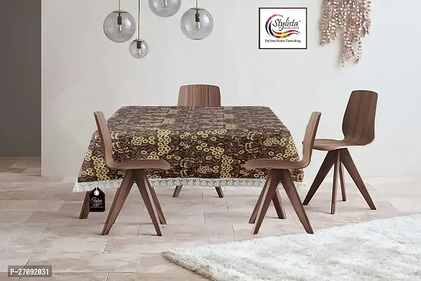 Stylish Waterproof Square 4 Seater Center Coffee Study Dining Table Cover Size 48X48 Inches Floral Pattern Brown-thumb0