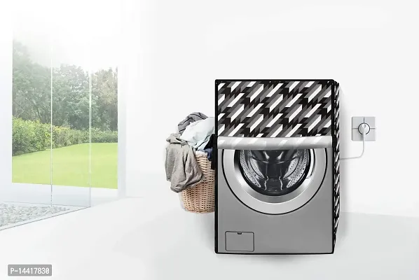 Stylista Waterproof Front Load Washing Machine Cover Compatible for Siemens 7.5 kg, 8 kg, 9 kg  10 Kg Symmetric Pattern Black-thumb2