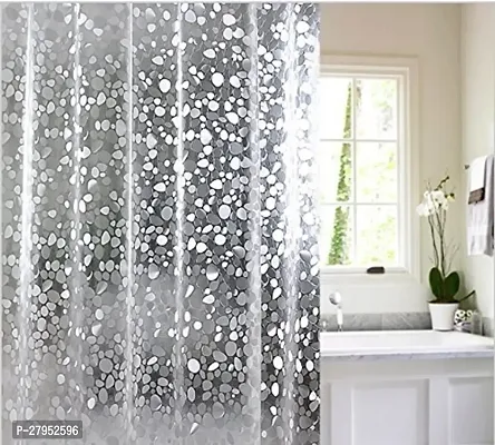 Stylista Vinyl Pebbles Designed 3D Shower Curtain with 8 Hooks and Eyelets (54x84 Inches)-thumb0