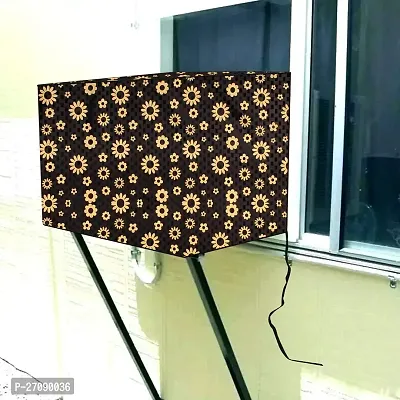 Stylish Window AC Cover 1 Ton Waterproof Dustproof PVC Floral Pattern Yellow-thumb0