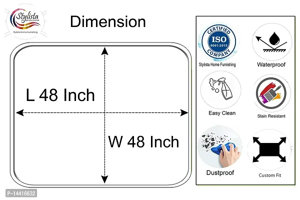 Stylista Waterproof Square 4 Seater Center Coffee Study Dining Table Cover Size 48x48 inches Symmetric Pattern Voilet-thumb4