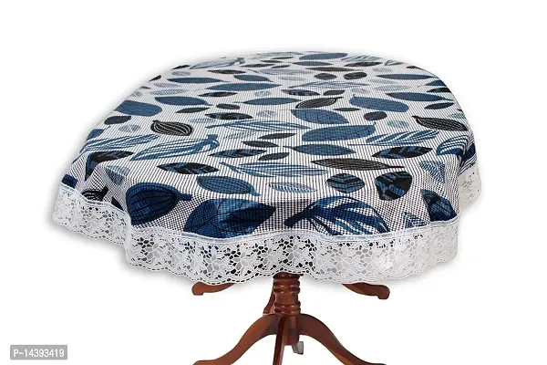 Stylista Plastic Ditzy Pattern 6 Seater Oval Dining Table Cover with White Border Lace (Multicolour, WxL 60x90 Inches, Pack of 1)