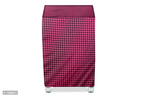 Stylista Air Cooler Cover Compatible for Kumaka Plastic Kmk-Tf23-F 23 LTR Tower Cooler, Ployester, Gingham Pattern Magenta-thumb3