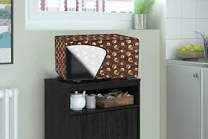 Stylista PVC Microwave Oven Cover for Electrolux 20 L Grill G20M.WW-CG, Floral Pattern Coffee Brown-thumb1