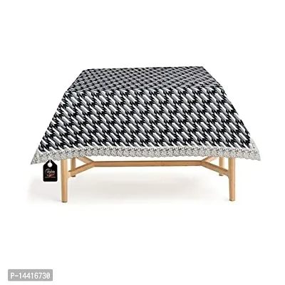 Stylista Waterproof Square Center Tea Coffee Study Table Cover Size 40x40 inches Symmetric Pattern Black-thumb0