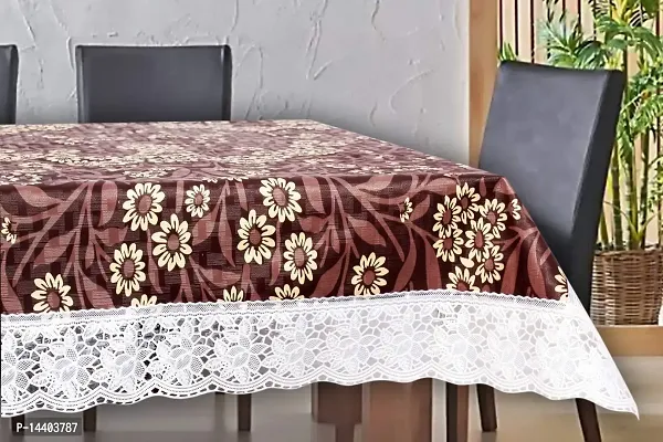 Stylista 10 Seater Dining Table Cover Size 60x120 Inches Floral Pattern Brown