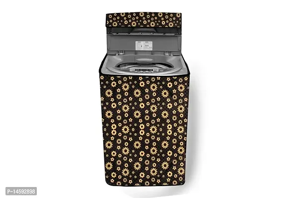 Stylista PVC Washing Machine Cover Compatible for Whirlpool 6.5 Kg Fully-Automatic Top Loading Whitemagic Elite, Floral Pattern Yellow