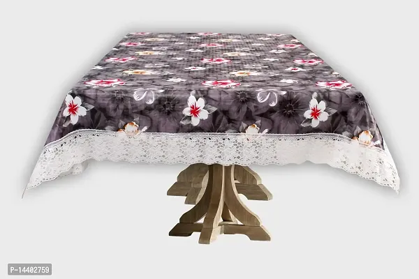 Stylista 4 Seater Dining Table Cover Size 54x78 Inches Floral Pattern Grey-thumb2