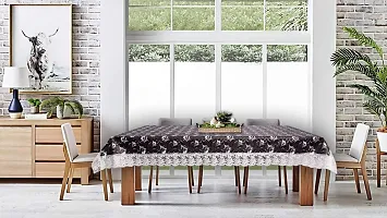 Stylista 8 Seater Dining Table Cover Size 60x108 Inches Floral Pattern Dark Brown-thumb1