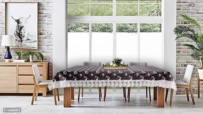Stylista 8 Seater Dining Table Cover Size 60x108 Inches Floral Pattern Dark Brown-thumb2