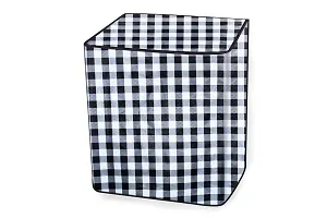 Stylista Washing Machine Cover Compatible for Haier 6.2 kg semi Automatic HTW62-187BO Gingham Pattern Black  White-thumb4