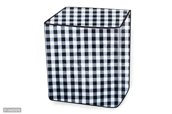 Stylista Washing Machine Cover Compatible for Haier 6.2 kg semi Automatic HTW62-187BO Gingham Pattern Black  White-thumb5