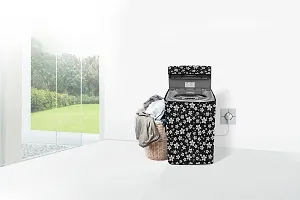 Stylista Washing Machine Cover Compatible for Whirlpool bloomwash World Series (11 kg) Fully Automatic Floral Pattern Black-thumb1