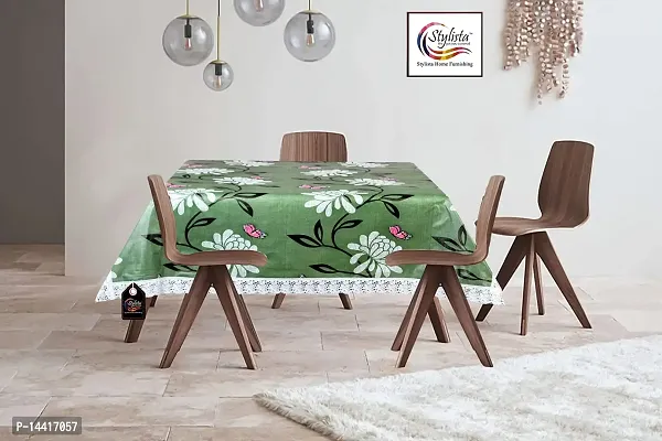 Stylista Waterproof Square Center Tea Coffee Study Table Cover Size 40x40 inches Petals Pattern Green