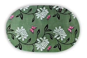 Stylista Waterproof 8 Seater Oval Dining Table Cover WxL 60x108 Inches with White Border lace Petals Pattern Green-thumb4