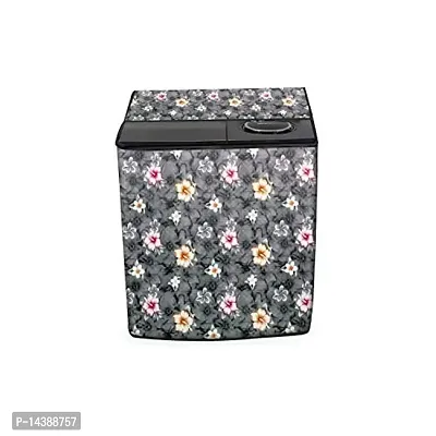 Stylista Washing Machine Cover Compatible for Onida 8.0 kg semi Automatic S80SCTR Floral Pattern Grey