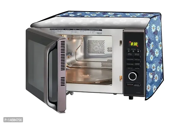 Stylista PVC Microwave Oven Cover for Haier 20 L Convection HIL2001CSPH, Floral Pattern Blueish Grey