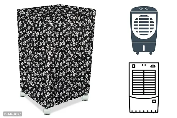 Stylista Cooler Cover Compatible for Hindware Snowcrest 23 Liter Medium Tower Cooler Floral Pattern Black