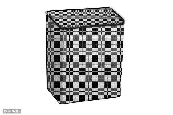 Stylista PVC Washing Machine Cover Compatible for Samsung 7.2 Kg Semi-Automatic Top Loading WT727QPNDMW, Checkered Pattern Black-thumb3