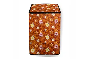 Stylista Washing Machine Cover Compatible for Samsung 7.5 Kg Inverter Fully-Automatic Top Loading Washing Machine WA75T4560BM/TL Floral Pattern Orange-thumb2