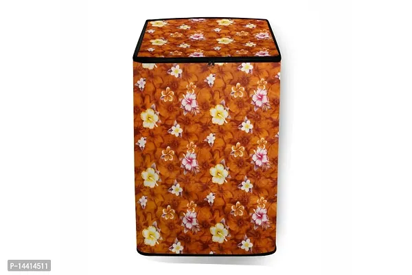 Stylista Washing Machine Cover Compatible for Samsung 7.5 Kg Inverter Fully-Automatic Top Loading Washing Machine WA75T4560BM/TL Floral Pattern Orange-thumb3