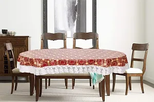 Stylista 8 Seater Oval Dining Table Cover WxL 60x108 inches with White Border lace-thumb1