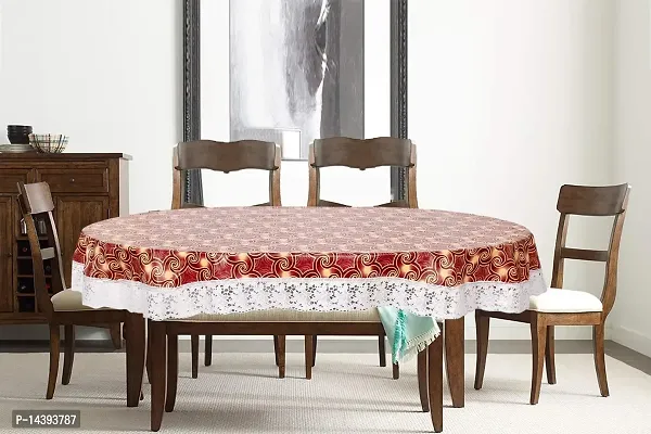 Stylista 8 Seater Oval Dining Table Cover WxL 60x108 inches with White Border lace-thumb2