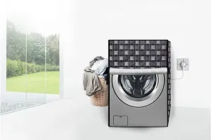 Stylista PVC Washing Machine Cover Compatible for Samsung 9 Kg Fully-Automatic Front Loading WW90K54E0UX, Basketweave Pattern Grey-thumb2