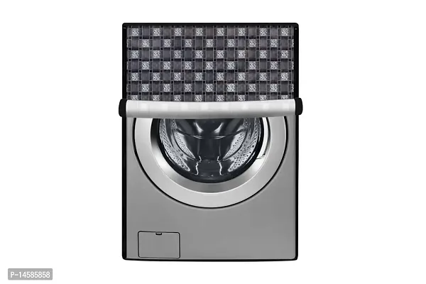 Stylista PVC Washing Machine Cover Compatible for Samsung 9 Kg Fully-Automatic Front Loading WW90K54E0UX, Basketweave Pattern Grey