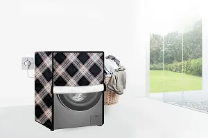 Stylista Washing Machine Cover Compatible for Samsung 9 Kg Fully Automatic Washing Machine with in-Built Heater WW90K54E0UX/TL Checkered Pattern Cream-thumb1