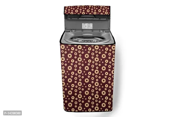 Stylista Top Load Fully Automatic Washing Machine Cover Compatible for Godrej 7 kg Floral Pattern Coffee