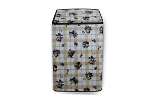 Stylista PVC Washing Machine Cover Compatible for Samsung 7 Kg Fully-Automatic Top Loading WA70T4560VS, Geometric Pattern Beige-thumb2