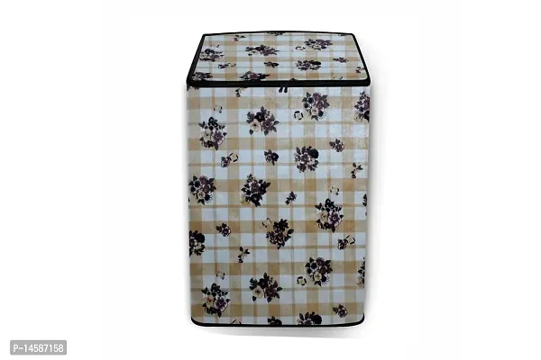 Stylista PVC Washing Machine Cover Compatible for Samsung 7 Kg Fully-Automatic Top Loading WA70T4560VS, Geometric Pattern Beige-thumb3