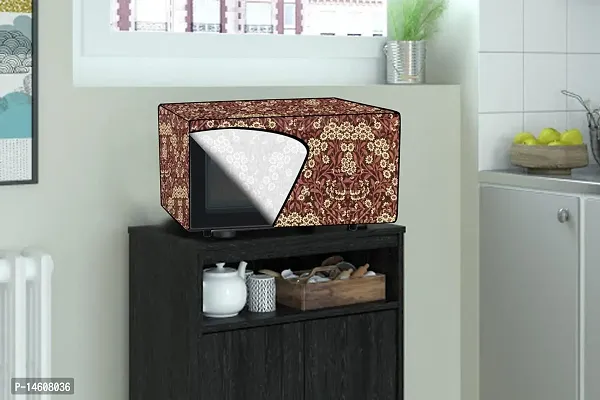 Stylista PVC Microwave Oven Cover for LG 20 L Solo MS2021CW, Floral Pattern Beige-thumb2