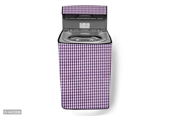 Stylista Washing Machine Cover Compatible for Samsung 6.5 Kg Fully-Automatic Top-Loading Washing Machine WA65N4420NS/TL Pin Check Pattern Voilet-thumb0