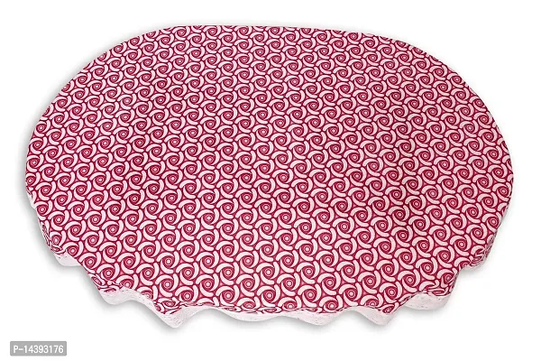 Stylista Oval Dining Table Cover 4 Seater WxL 54x78 inches Packed Pattern Pink with White Border lace-thumb5