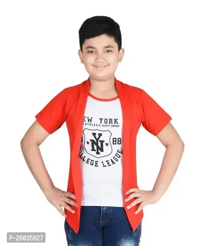 Stylish Red Cotton Printed Shirts For Boys-thumb0
