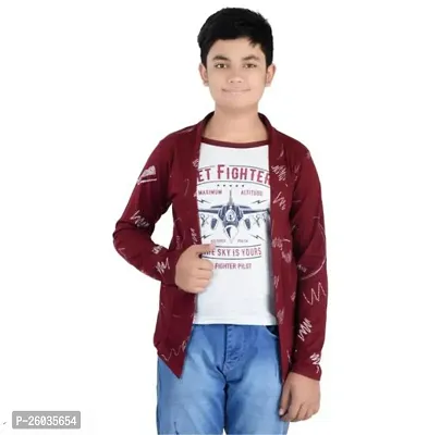 Stylish Red Cotton Printed Shirts For Boys