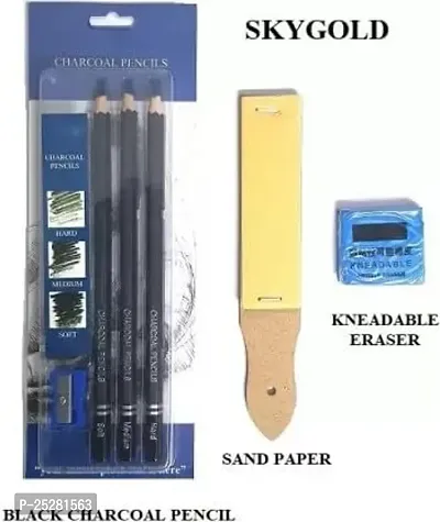 Black Charcoal Pencil Set For Drawing 1 Pc Pencil Black-thumb0