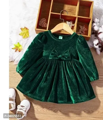 Stylish Green Cotton Embellished Frocks For Girl-thumb0