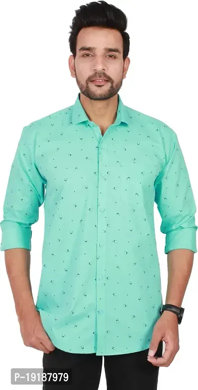 Men Pure Cotton Long Sleeves Printed Casual Shirt-thumb0