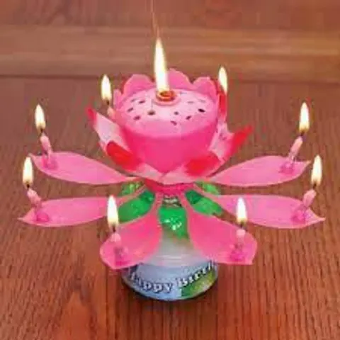 Lotus Sparkle Happy Birthday Rotating Musical Candle