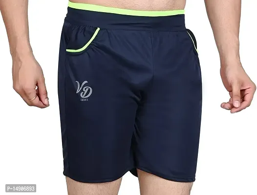 V D Sales, Polyester Blend Shorts/Half Pant/Bermuda for Men - Casual/Sports/Lounge Wear for All Waist Sizes- 28 inches to 32 inches (Blue)