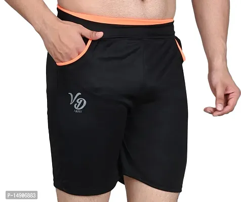 V D Sales, Polyester Blend Shorts/Half Pant/Bermuda for Men - Casual/Sports/Lounge Wear for All Waist Sizes- 28 inches to 32 inches (Black)-thumb0