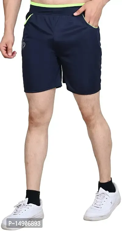 V D Sales, Polyester Blend Shorts/Half Pant/Bermuda for Men - Casual/Sports/Lounge Wear for All Waist Sizes- 28 inches to 32 inches (Blue)-thumb4