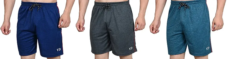V D Sales, Lycra Shorts/Half Pant/Bermuda for Men - Casual/Sports/Lounge Wear (X-Large, Blue-Green-Rust Grey)-thumb2
