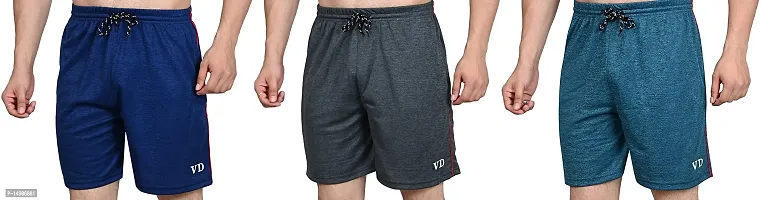V D Sales, Lycra Shorts/Half Pant/Bermuda for Men - Casual/Sports/Lounge Wear (X-Large, Blue-Green-Rust Grey)-thumb3