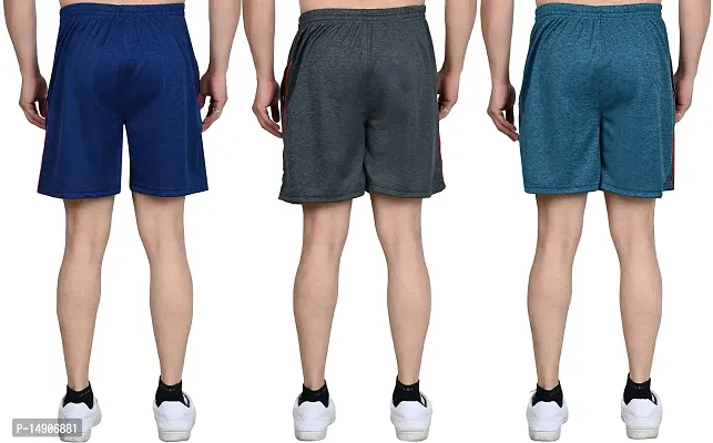V D Sales, Lycra Shorts/Half Pant/Bermuda for Men - Casual/Sports/Lounge Wear (X-Large, Blue-Green-Rust Grey)-thumb2
