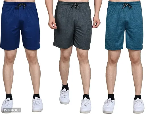 V D Sales, Lycra Shorts/Half Pant/Bermuda for Men - Casual/Sports/Lounge Wear (X-Large, Blue-Green-Rust Grey)-thumb5