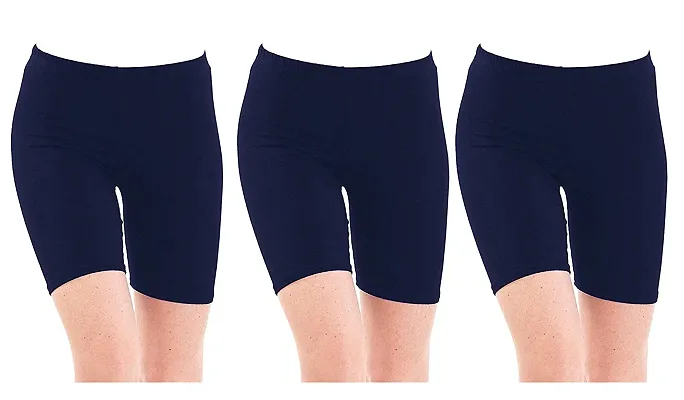 Soft Cotton Stretchable Multipurpose,Cycling/Running Shorts for Girls (Pack of 3)